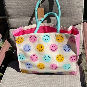 Bella Canvas Colorful Smiley Tote Bag